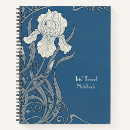 Blau-weiße Art Nouveau Iris Notizblock