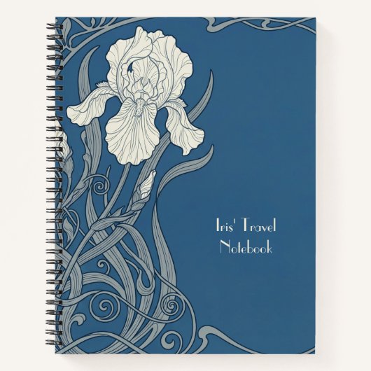 Blau-weiße Art Nouveau Iris Notizblock (Vorderseite)