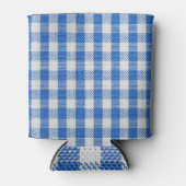 Blau-weiße ausgekleidete Esskleider. Dosenkühler (Vorderseite)