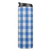 Blau-weiße ausgekleidete Esskleider. Thermosbecher (Nach rechts gedreht)