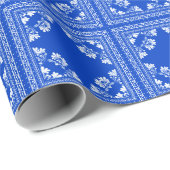 Blau-weiße Bandanna-Gestaltung Geschenkpapier (Rolleneckpunkt)