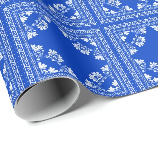 Blau-weiße Bandanna-Gestaltung Geschenkpapier (Rolleneckpunkt)
