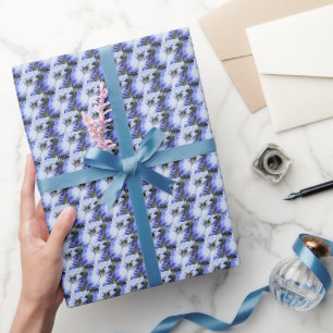 Blau-weiße Bartu-Iris-Muster Geschenkpapier