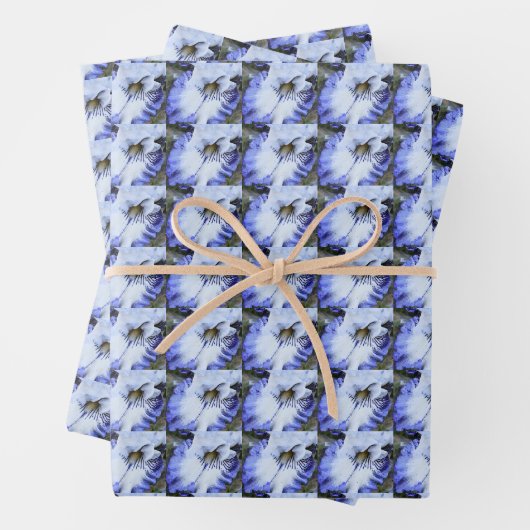 Blau-weiße Bartu-Iris-Muster Geschenkpapier Set (Beispiel)