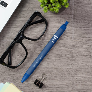 Blau weiße benutzerdefinierte Monogramm-Name minim Kugelschreiber