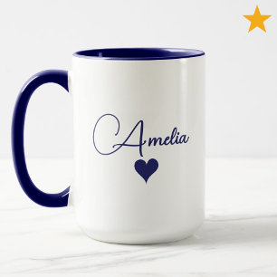 Blau Weiße Benutzerdefinierte Name Kursiv-Typograf Tasse
