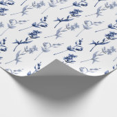 Blau-weiße Blume auf einem Steg Geschenkpapier (Ecke)