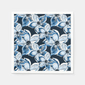 Blau-weiße Blume auf schwarzem Hintergrund. Serviette (Vorderseite)
