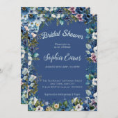 Blau-weiße Blume Blaues Brautparty Einladung (Vorne/Hinten)
