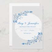 Blau Weiße Blume Einladung (Vorne/Hinten)