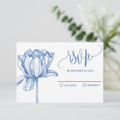 Blau-weiße Blume elegant RSVP Karte (Stehend Vorderseite)