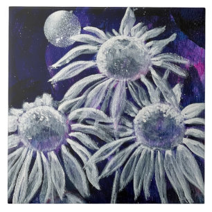 Blau Weiße Blume Fliese