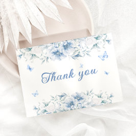 Blau-weiße Blume Hochzeit Dankeschön Karte