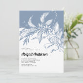 Blau-weiße Blume Hochzeitsfest Brautparty Einladung (Stehend Vorderseite)