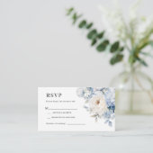 Blau-weiße Blume Hochzeitskarte RSVP Begleitkarte (Stehend Vorderseite)