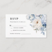 Blau-weiße Blume Hochzeitskarte RSVP Begleitkarte (Vorderseite)