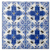 Blau-weiße Blume inspiriert mediterraner Stil Fliese (Vorderseite)