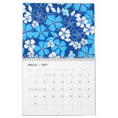 Blau-weiße Blume Kalender (Feb 2027)