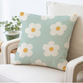 Blau-Weiße Blume Muster Daisy Throw Kissen