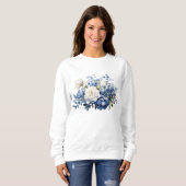 Blau-weiße Blume Sweatshirt (Vorne ganz)
