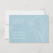 Blau-weiße Blume und Blätter Hochzeitsradarkarte RSVP Karte (Vorderseite)