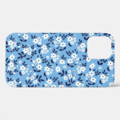 Blau, weiße Blume: Vintag Case-Mate iPhone Hülle (Rückseite (Horizontal))