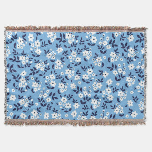 Blau, weiße Blume: Vintag Decke