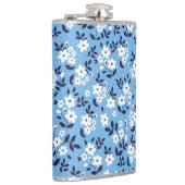 Blau, weiße Blume: Vintag Flachmann (Rechts)