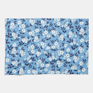 Blau, weiße Blume: Vintag Geschirrtuch