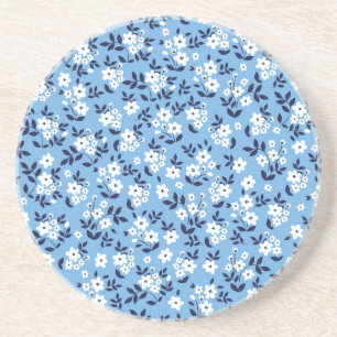 Blau, weiße Blume: Vintag Getränkeuntersetzer