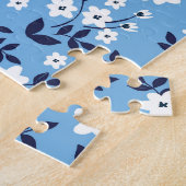 Blau, weiße Blume: Vintag Puzzle (Seite)