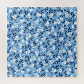 Blau, weiße Blume: Vintag Puzzle (Horizontal)