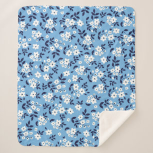 Blau, weiße Blume: Vintag Sherpadecke