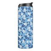 Blau, weiße Blume: Vintag Thermosbecher (Nach links gedreht)