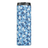 Blau, weiße Blume: Vintag Thermosbecher (Rückseite)