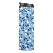 Blau, weiße Blume: Vintag Thermosbecher (Nach rechts gedreht)