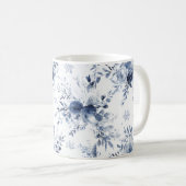 Blau Weiße Blumen Kaffeetasse (VorderseiteRechts)