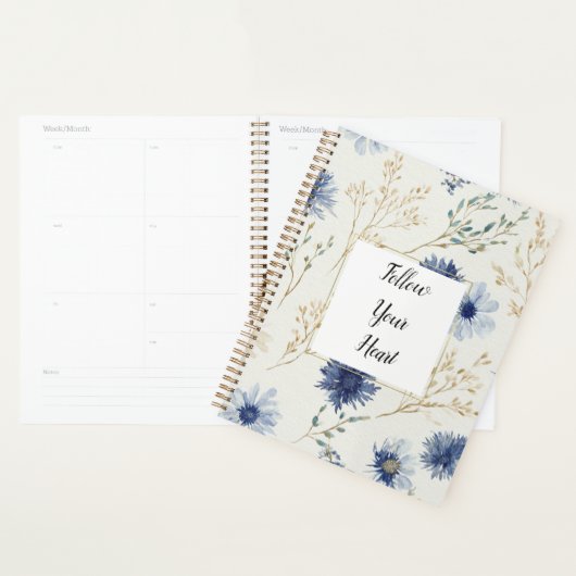 Blau Weiße Blumen Planer (Anzeige)