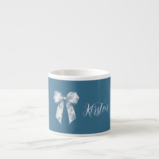 Blau-weiße Blumen-Schleife Espressotasse (Vorderseite)