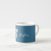 Blau-weiße Blumen-Schleife Espressotasse (Vorderseite Rechts)