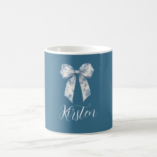 Blau-weiße Blumen-Schleife Kaffeetasse (Mittel)