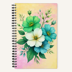 Blau-Weiße Blumenbouquet-57453 Notizblock