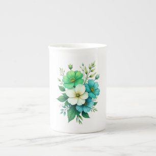 Blau-Weiße Blumenbouquet-57453 Porzellantasse