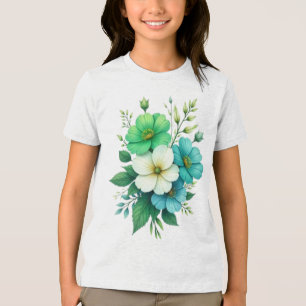 Blau-Weiße Blumenbouquet-57453 Tri-Blend Shirt