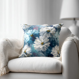Blau-weiße Blumendekoration Kissen