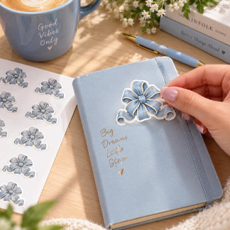 Blau-weiße Blumenküchenhandtuch, Elegantes Blau Runder Aufkleber