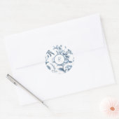 Blau-weiße Blumenmuster Runder Aufkleber (Umschlag)