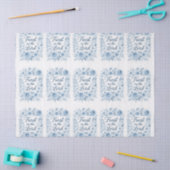 Blau-weiße Blumenschrift Vertrauen auf den Herrn Seidenpapier (Basteln)