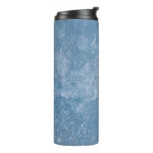Blau-weiße Blumentextilien Thermosbecher (Nach links gedreht)