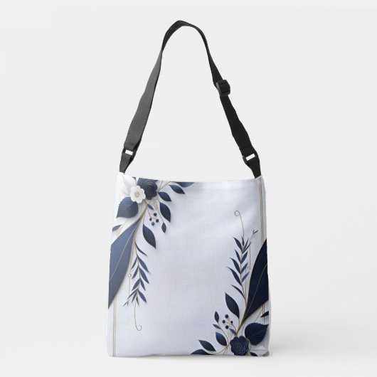 Blau-Weiße Blüte/Blume Tasche (Rückseite)